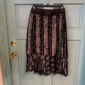 Zara Trafaluc  collection. Sequined black ruffled skirt. Size XS. # 3132